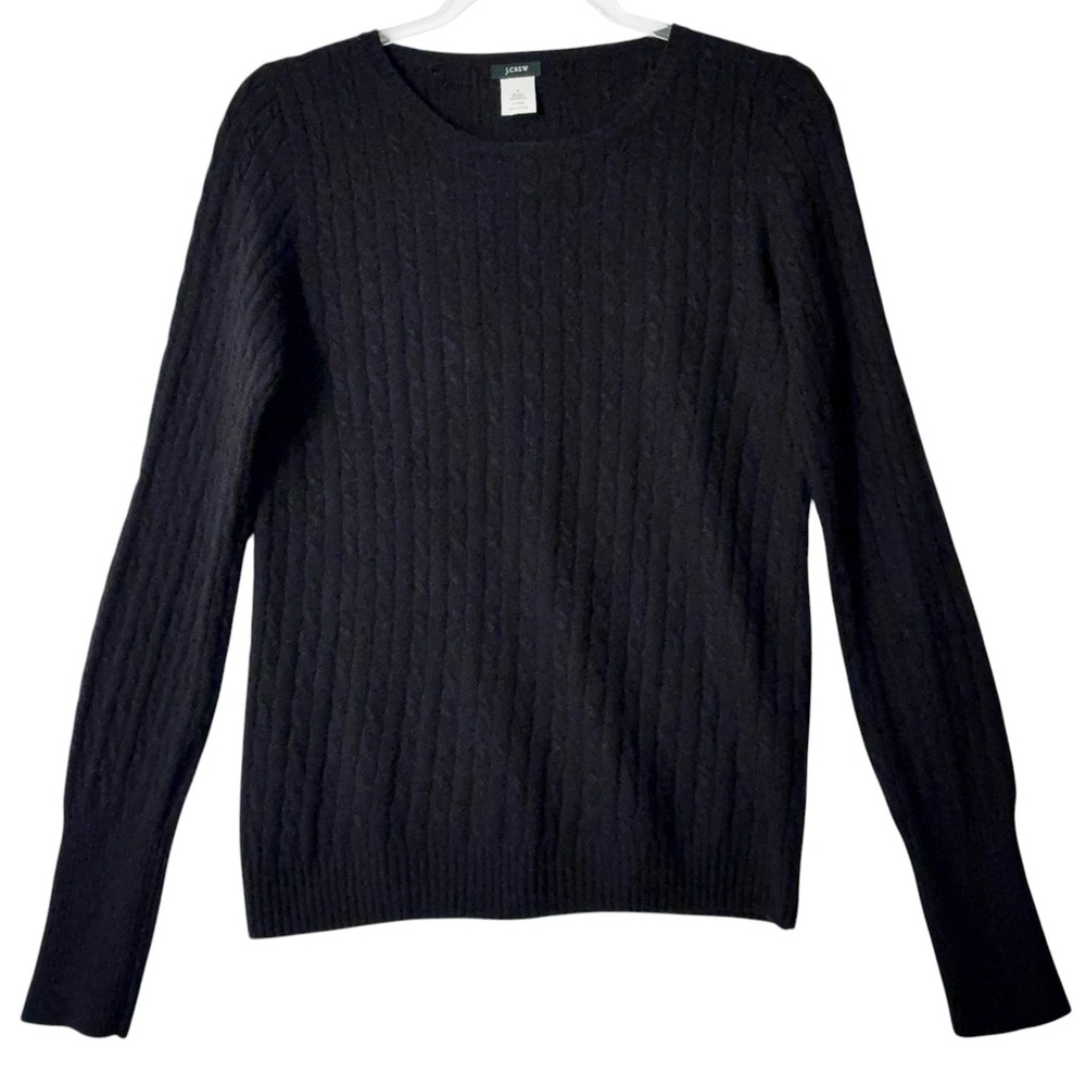 J.Crew Cable Knit Sweater Women's Size Medium Navy Wool Cashmere
Blend Preppy